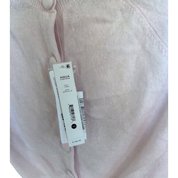 Aqua 100% Cashmere Crewneck Cardigan Cotton Candy Light Pink XS New With Tags - Picture 9 of 15
